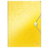 Doska s gumičkou, PP, A4, LEITZ Wow, žltá
