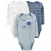 CARTERS CARTER'S Body dlhý rukáv Blue Dogs chlapec LBB 3ks NB/veľ. 56