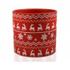 Kvetináč vianočný nórsky vzor so sobíkmi červený14x14 cm