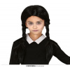 Čierna paruka s copánkami - detská - Wednesday - Halloween - GUIRCA