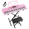 Max KD61P Keyboard piano - Keyboard so stojanom a lavičkou - S 61 klávesmi a batériou - Ružové