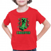 Creeper - detské tričko s potlačou pre fanúšikov hry Minecraft - Tričkový | 1 | Červená | Junior
