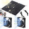 VONKAJŠÍ SOLÁRNY PANEL, DVOJITÝ VENTILÁTOR 12V10W, VODOTESNÝ NA KEMPOVANIE