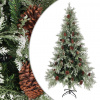 vidaXL Vianočný stromček a borovicové šišky zeleno-biely 225 cm PVC&PE 340536
