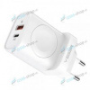Dual adaptér VEGER W002E USB a USB-C s bezdrôtovým nabíjaním pre Apple Watch PD QC3.0 3A 25W biely