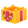 35700pb09 Bright Light Orange Container, Top Opening (Světle oranžový kontejner s horním otvorem a červenobílou dárkovou mašlí)