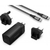 Nabíječka Energizer Energizer Ultimate – vícezásuvková nástěnná nabíječka pro EU / Spojené království / USA GaN USB-C a USB-A 65W PD + USB-C kabel (černý)