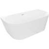 Mexen Oval Slim, voľne stojaca vaňa ku stene 170 x 80 cm, biela lesklá, brúsená oceľ prepad, 52661708000-97