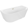 Mexen Oval, voľne stojaca nástenná vaňa 150 x 75 cm, biela, zlatý lesklý prepad, 52671507500-50