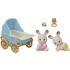 Sylvanian family Dvojčatá Chocolate králikov s kočíkom