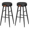 Vasagle ECHO Barové stoličky 2 ks, šitý poťah z umelej kože, čierna, výška 76 cm.