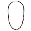 Manoki Pánský korálkový náhrdelník Henri - 6 mm černý onyx a pravý korál WA677GR Červená 45 cm