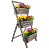 Záhradný záhon 3 balkónové kvetináče sivé - 105 cm