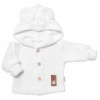 Baby Nellys Elegantný pletený svetrík s gombíkmi a kapucňou s uškami biely