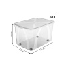 Úložný box, transparentný box s vekom, Rotho LONA, 57x39x34 (50 l)
