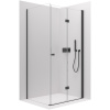 CERANO - Sprchovací kút Volpe L/P - 6 mm - čierna matná, transparentné sklo - 90x80 cm - skladacia