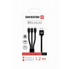 SWISSTEN DATOVÝ KABEL TEXTILE 3in1 MFi 1,2 M ČERNÝ 72501101