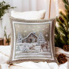 Vianočná gobelínová obliečka na vankúš Zimná krajina na béžovom 42x42 cm Chenille IT030