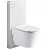 CERANO - Kompletný WC set sanitárny splach. modul - biela matná + WC závesné Norbi, Rimless + Slim/UF sedátko - biela lesklá - 48,5x36,5 cm