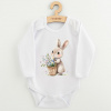 Detské body s potlačou New Baby Králiček s kvetinkami Biela 68 (4-6m)