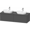 DURAVIT Ketho 2 závesná skrinka pod dve umývadlá na dosku, 2 zásuvky, 1600 x 550 x 459 mm, grafit matný, K24889B49490000