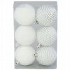 Vianočné ozdoby - [680569] BAUBLES 6 cm biele 6 kusov vodorovné pruhy (Vianočné ozdoby - [680569] BAUBLES 6 cm biele 6 kusov vodorovné pruhy)