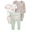 CARTERS CARTER'S Set 3dielny body kr. rukáv, body dl. rukáv, legíny Green Bunny dievča LBB NB, veľ. 56