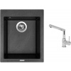 Set Sinks CUBE 410 Metalblack + batéria Sinks MIX 350 P chróm