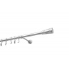 Jednoduchá kovová garniža Matný chróm 250 cm - koncovka Genua