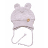 Baby Nellys Pletená čiapka s uškami na zaväzovanie Made with Love, bežový melírok Velikost koj. oblečení: 80/86 (12-18m)