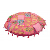 Sanu Babu Meditačný vankúš, ručne vyšívaný Kutch Design, s mušličkami, okrúhly, 70x15cm (CK)