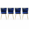 Súprava jedálenských stoličiek Kusakli Navy Blue and Gold, 4 ks, 4 ks