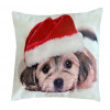 Vianočný dekoračný vankúšik Santa pes III
