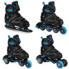 Spokey QUATTRO Korčule 4v1 čierno-modré, regulovateľné, ABEC7 Carbon, vel. 38-41