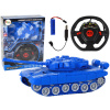 mamido Tank R/C s diaľkovým ovládaním, svetlá, zvuk, modrý 1:18 27MHz