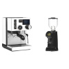 Rancilio Silvia BC PID, white + Eureka Helios 65, black