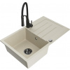 MEXEN - Bruno granitový drez s odkvapkávačom vrátane batérie Aster, béžová 6513-69-73450-70-B