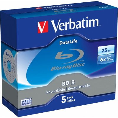 Verbatim BD-R Datalife 25 GB, 6x Speed, Jewel Case - 5 ks (43836)