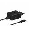 Samsung Dual USB-C 50W Cestovní nabíječka + USB-C Datový Kabel Black EP-T5020XBEGEU