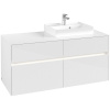VILLEROY & BOCH Collaro závesná skrinka pod umývadlo na dosku (umývadlo vpravo), 4 zásuvky, s LED osvetlením, 1200 x 500 x 548 mm, Glossy White, C072B0DH