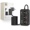 AppleMix Predlžovací kábel TECH-PROTECT - 3 zásuvky 230V + 3x USB-A + 3x USB-C - 2 m - čierny