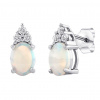 Stříbrné náušnice Caberna s pravým bílým opálem a čirým topazem OPM6464EOPW