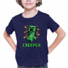 Creeper - detské tričko s potlačou pre fanúšikov hry Minecraft - Tričkový | 9 | 11 | Navy