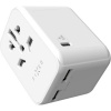 FIXED Voyager (30W) cestovný adaptér EU/UK/USA/AUS, 1xUSB-C a 2xUSB, GaN, PD, biely