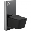 CERANO - Kompletný WC set sanitárny splach. modul - čierna matná + WC závesné Forte, Rimless + Slim/UF sedátko - čierna matná - 51x36 cm