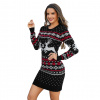 Litherday Dámske vianočné pletené šaty – čierna zimná tunika so sobím vzorom a červenými detailmi Veľkosť: XL