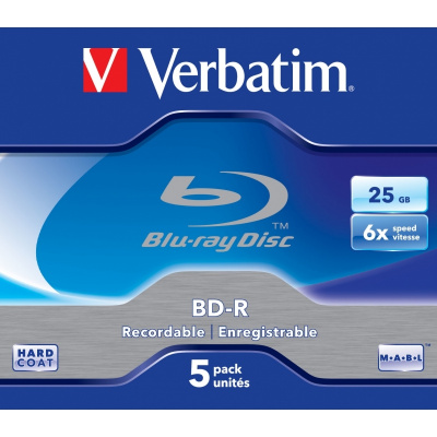 Verbatim BD-R SL 25 GB, 6x Speed, Jewel Case - 5 ks (43715)