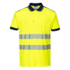 PORTWEST HI-VIS PW3 T180 / Reflexná polokošeľa - HV žltá/námorná modrá S