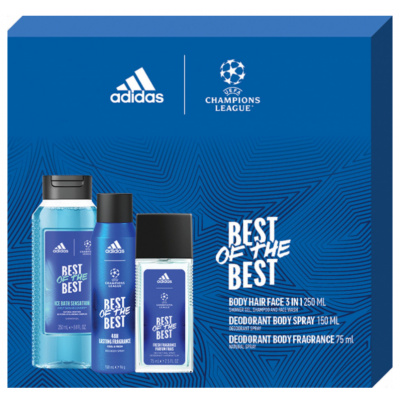 Adidas UEFA Champions League Best of The Best parfumovaný dezodorant 75 ml + sprchový gél 250 ml + dezodorant v spreji 150 ml