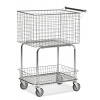 Prepravný drátený vozík, pozinkovaný, 2 košíky, nosnosť 100 kg, 690x410 mm, 4 kolieska, brzda